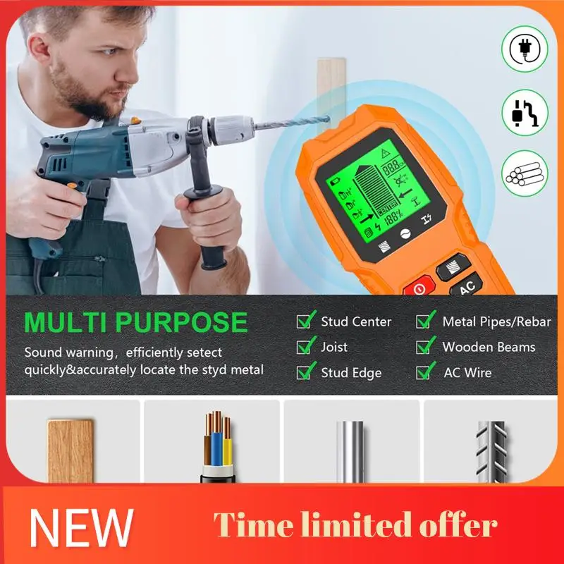 

A42T-Stud Finders и сканеры для обнаружения металлических шпилек из деревянной проволоки на стене, электронный детектор шпилек, большой ЖК-дисплей HD