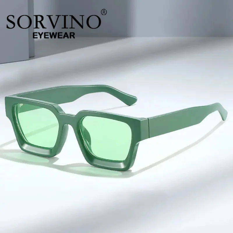 SORVINO 2024 Luxury Square Sunglasses Retro Brand Designer Men Trending Leopard Blue Green Sun Glasses Personalized Shades UV400