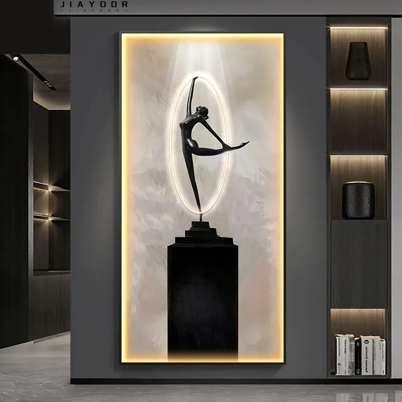 escultura moderna figura luminosa led lampada de parede pintura interior corcorredor sala de estar e sala de jantar decoracao 2024 01