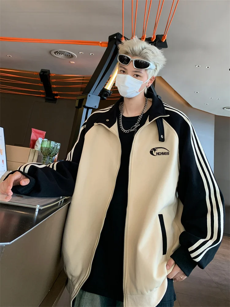 

ex College Sle Baseball Jaet Retro Tee Stripe Striped Sports Coat Men's Women's Loose Fit Youth Trend Autumn Long S...