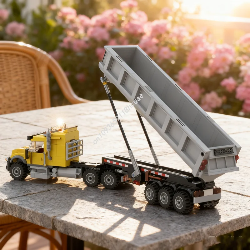 

520 шт. MOC грузовик-самосвал, прицеп, городская строительная модель, строительные игрушечные блоки, сделай сам, рождественский подарок, образовательный кирпич, детский день рождения