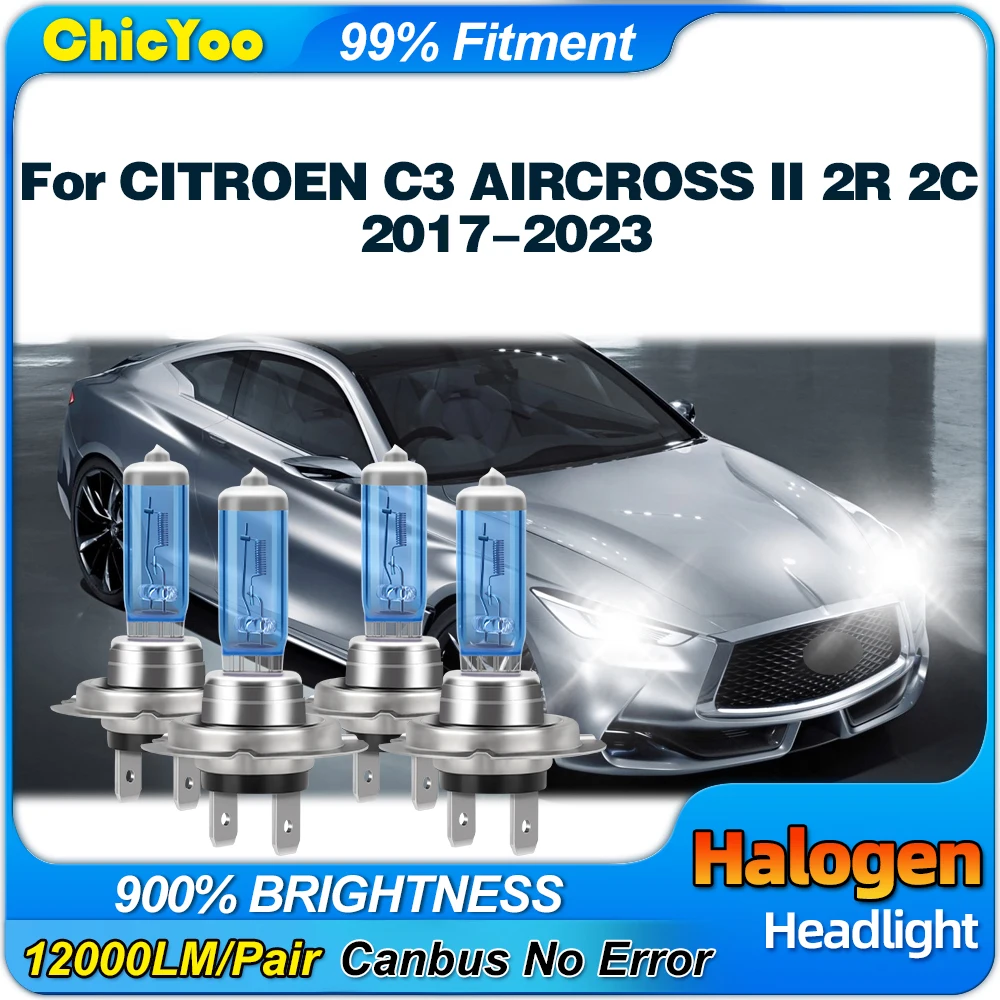 Auto Halogen Headlight Bulbs 24000LM Super Bright Car Lights 12V 6000K For CITROEN C3 AIRCROSS II 2R 2C 2017-2020 2021 2022 2023