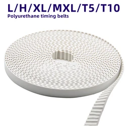 White Polyurethane Open End Timing Belt L/H/XL/MXL/T5/T10 PU with Steel Wire Curved Teeth 3D Printer & CNC Machine Tool