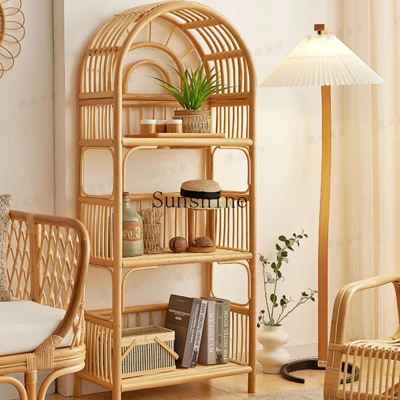 

Bohemian Rattan Homestay South East Asia Rattan Art Floor Storage Shoe Rack Japanese Storage Bookshelf