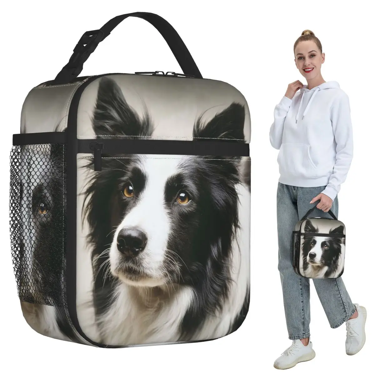 Working Border Collie Insulated Lunch Bag for Women Office Cooler Thermal Food Box Tote Portable Lunch Boxes Container