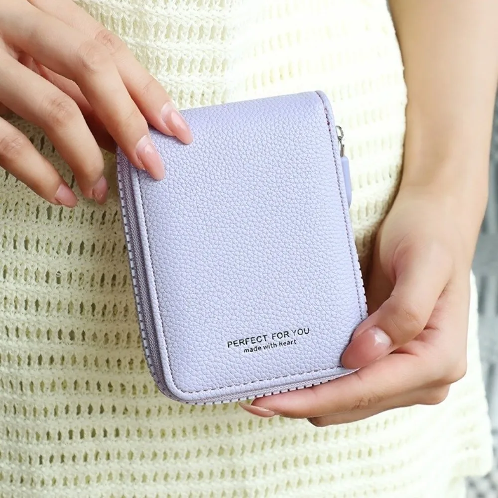 

Portable Ultra Thin Women Short Wallet Short Clutch Multi-function PU Leather Card Holder Zipper Coin Purse Men