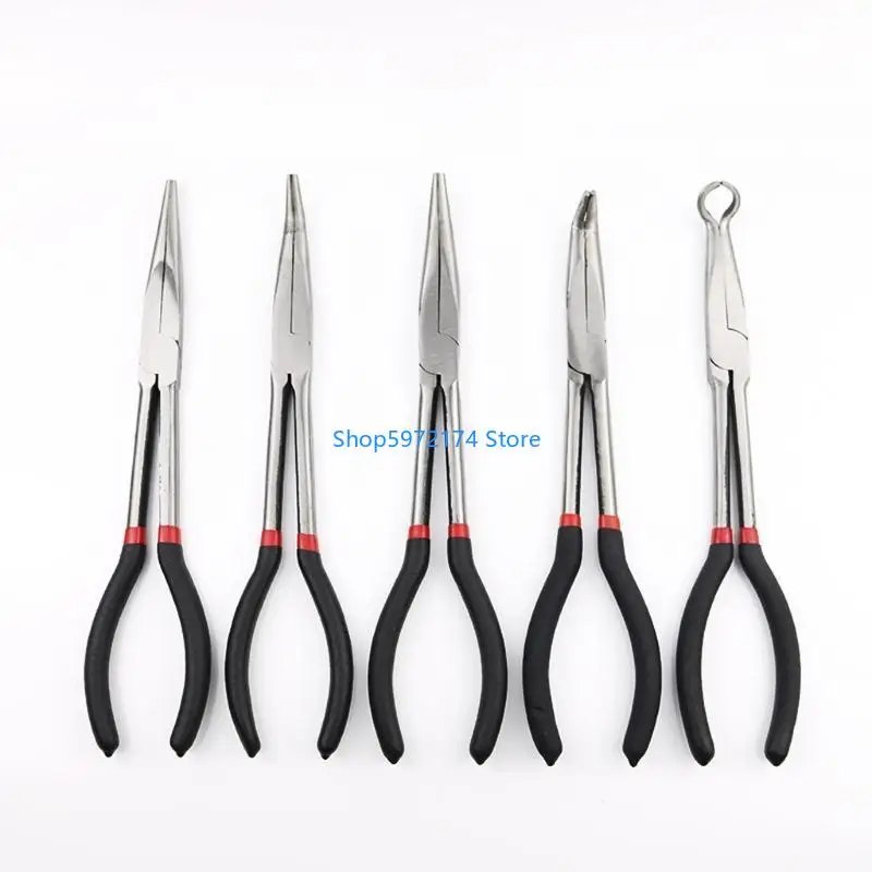 

Y3NB 5x Straight 90° 45° 20° Bent Double-X Hose Grip Pliers 11" Long Reach Pliers Hand Tools for Hard-to-Reach Narrow Spaces