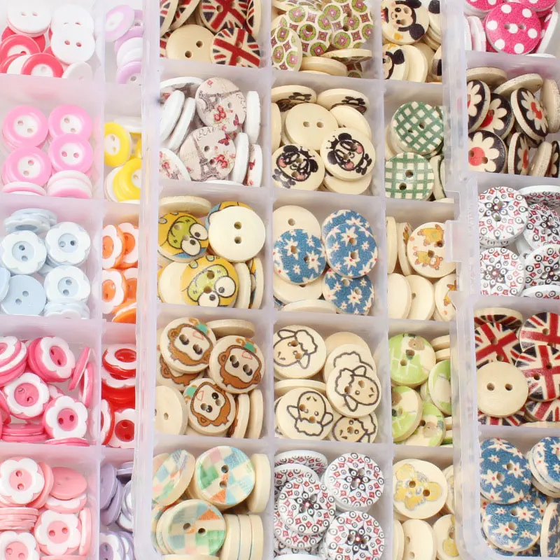 

1Box Mixed Wooden Buttons Colorful Painting Buttons for DIY Crafts Scrapbooking Sewing Baby Clothes Sweater Buttons
