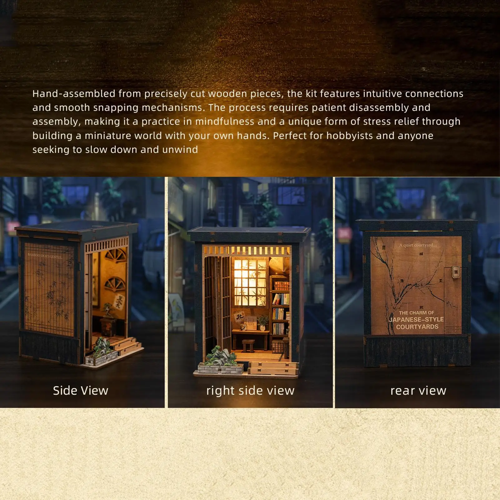 DIY Miniature House Kit Wood Japanese Style Table Decor Mini Doll House Set for Adults Collectors Holiday Birthday Family