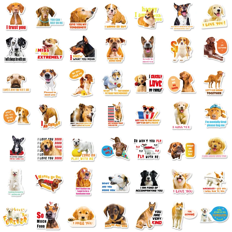 10/50/100pcs Lovely Dog Stickers Funny Meme Animal Decals for Laptop Pad Phone Travel Luggage Water Bottle Scrapbook Car