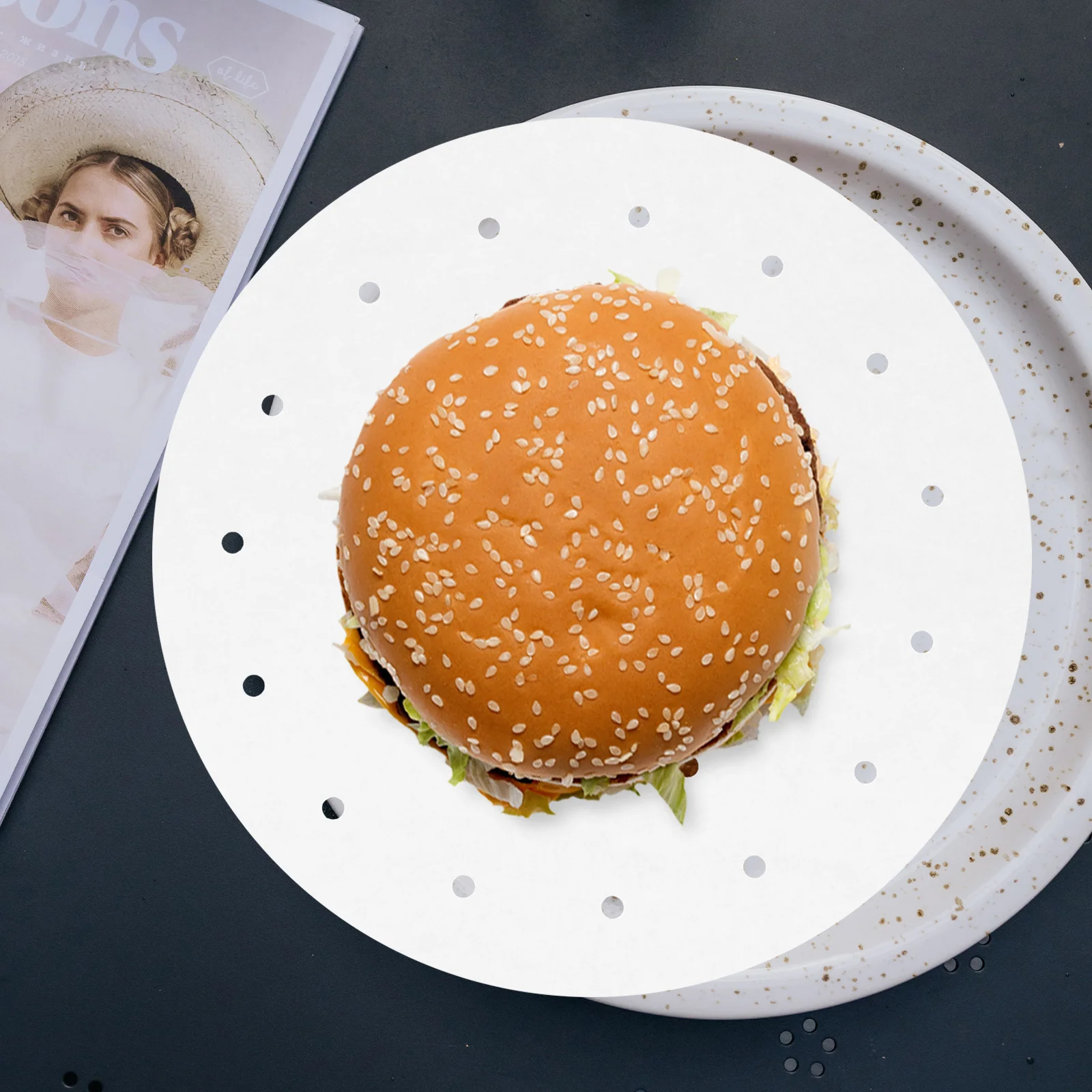 

100 pcs 9.5 Inch Round Barbecue Paper Double Sided Silicone Coated Non Stick Liners For Oven Microwave Steaming Cooking