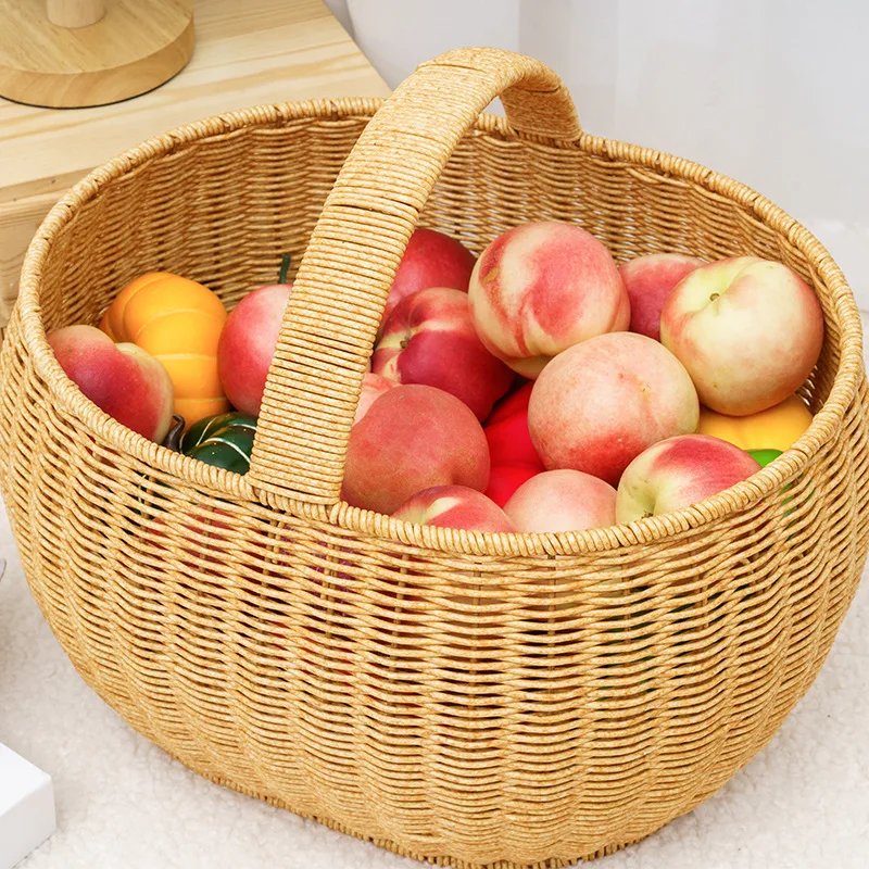 

Imitation Vine Weaving Outdoor Fruit Basket Picnic Supplies Basket Handheld Flower Basket