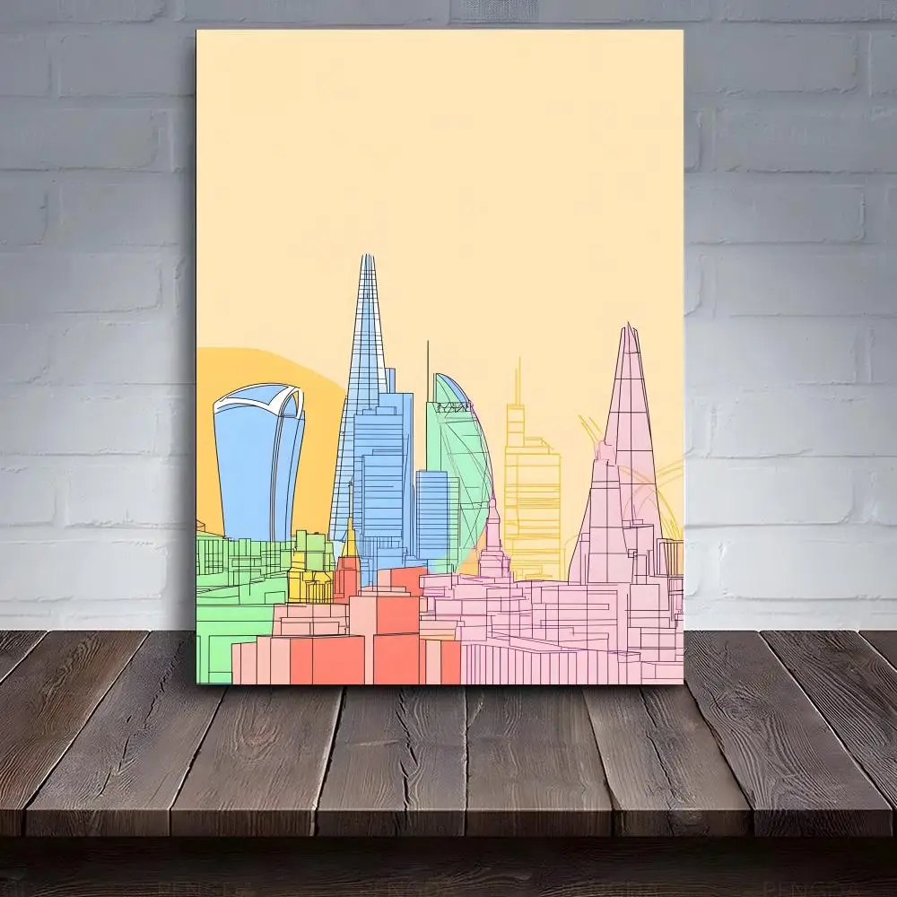 Skyline City Landscape Poster PC Hot Poster Art HD Canvas AAA Advanced Aesthetic Printing Paper Wall Art For Living Room Home De