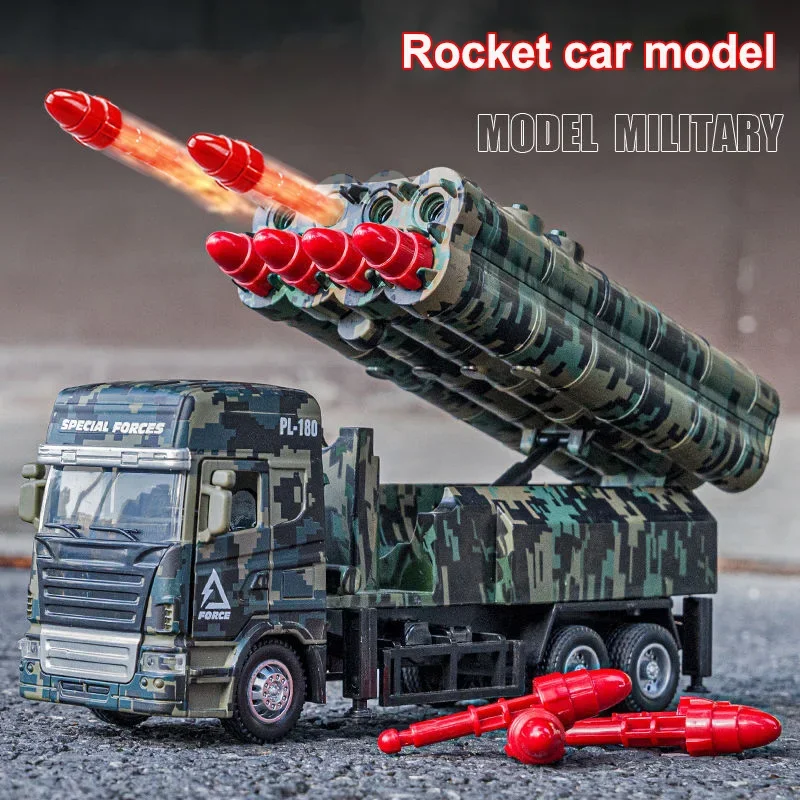 Large Alloy Missile Car Model Boy Rocket Cannon Can Fire Shells Military Model Tank Children Armored Car Toy Birthday Gift