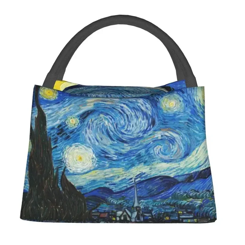 Custom Vincent Van Gogh Starry Night Lunch Bags Women Cooler Warm Insulated Lunch Boxes for Work Pinic or Travel Shoulder Bag