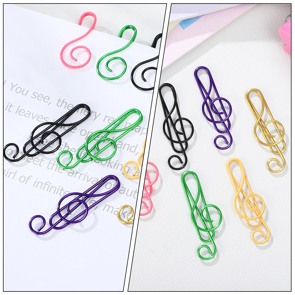 

75pcs Colored Paper Clips Creative Music Note Shaped Cute Office Supplies Decorative Metal Student Stationery Gifts