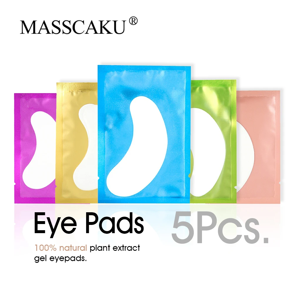 MASSCAKU 5PCS Lint Eye Pads Patches Gel Patch Makeups For Easy-graftting Beauty Products Under Eye Pads Lashes Extension