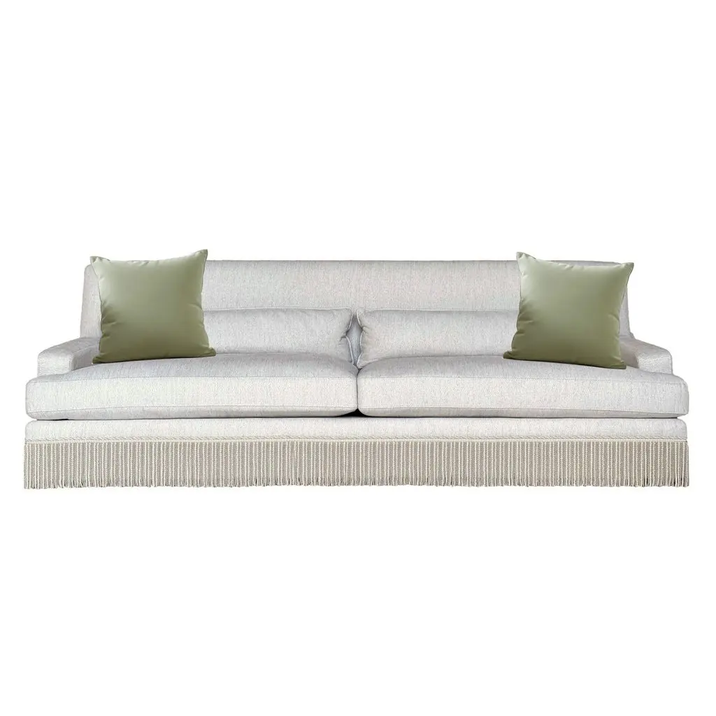 #Nordic Style Restaurant Booth 3-seater Couches Luxury Living Room Velvet Down Filled Sofa Set with Boullion Fringes for Wedding