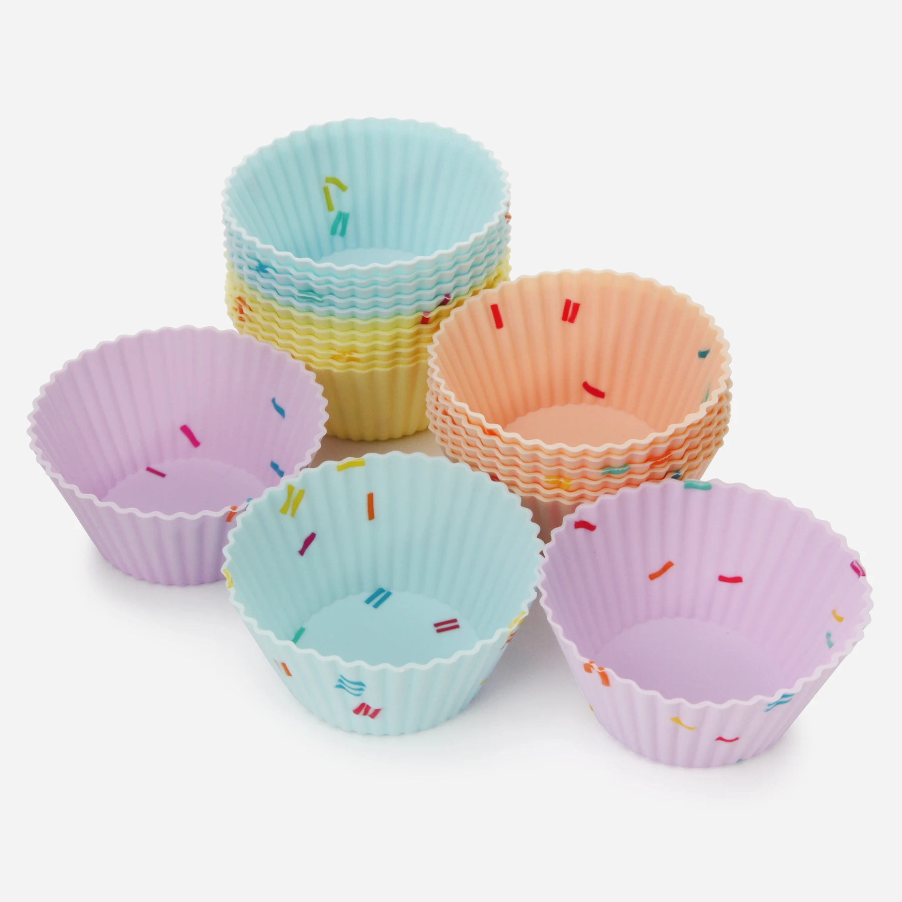 ECH.APR 24Pcs Colorful Silicone Cupcake Liners Reusable Baking Cups Nonstick Easy Clean Pastry Muffin Molds