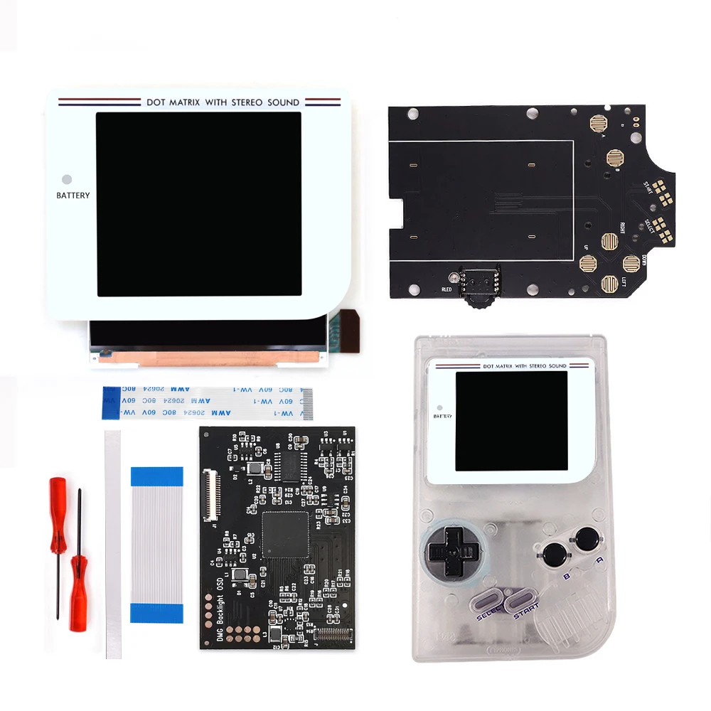 Biały Ekran LCD 3.1 cala GB DMG Q5 Laminowany Podświetlany Zestaw OSD RETRO PIXEL do Konsoli GameBoy Classic Ekran GBO IPS FRM