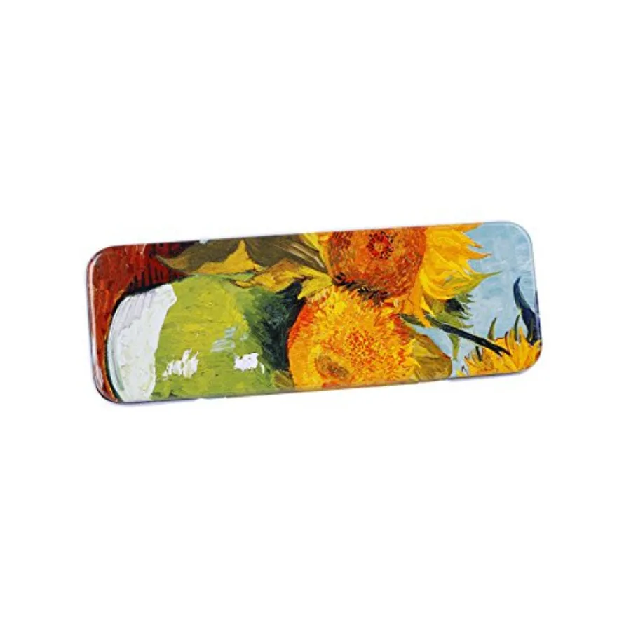 

Tin Pencil Box with World Famous Arts for School, Office, Home, Makeup Storage