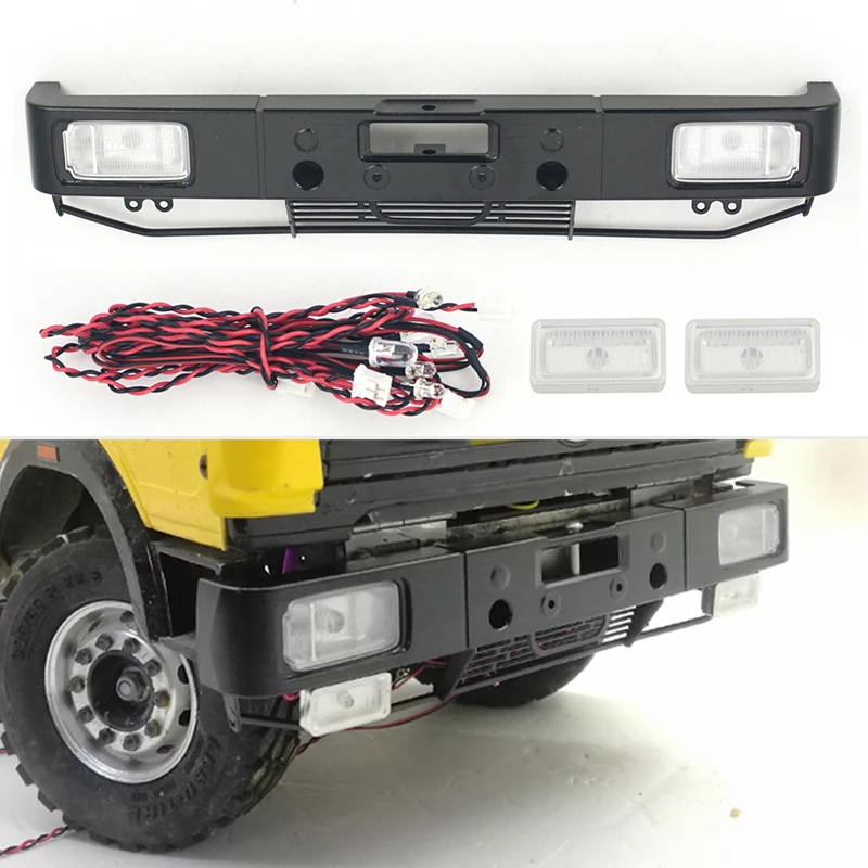 Metal Forward Bumper LED Light for 1/14 Tamiya RC Old Benz Truck 56301 56305 1838 Diy Parts