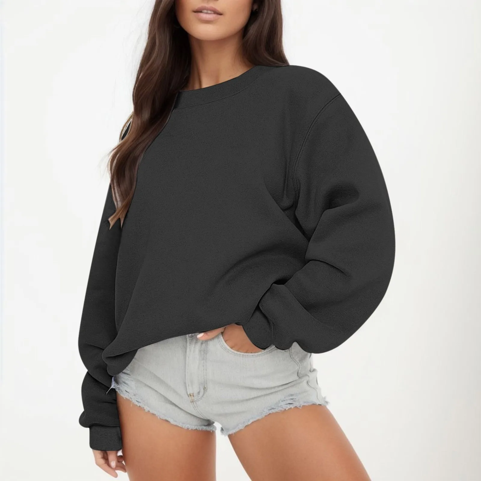 Women Loose Elegant Hoodies Pullovers Oversized Casual Chic White Pink Streetwear Jumper Vintage O NecK Hoodless Tops