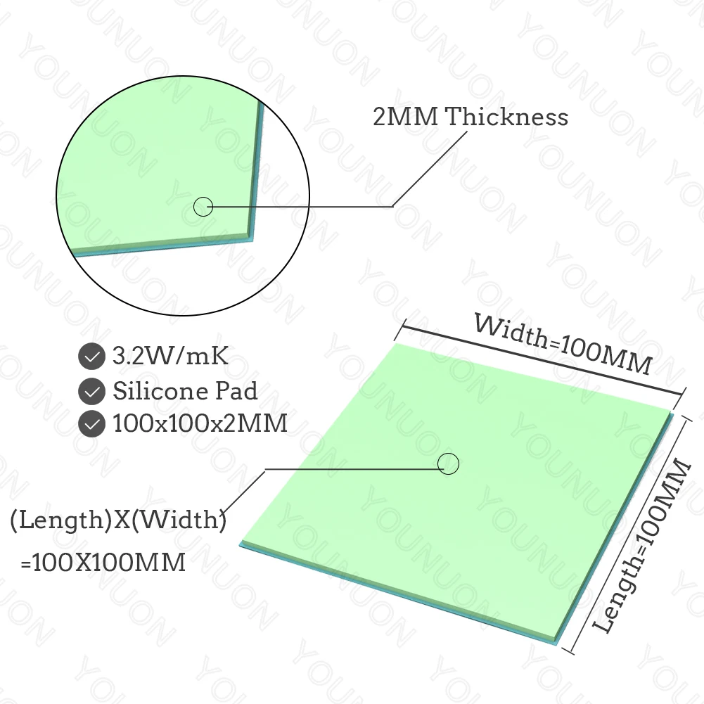 2PCS 100X2MM Green