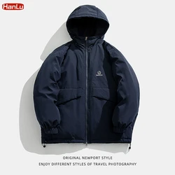 HANLU Mans Clothes Winter Reversible Jackets Waterproof  Parkas Thick Warm Casual Big Pocket Hooded Jacket Women Coat