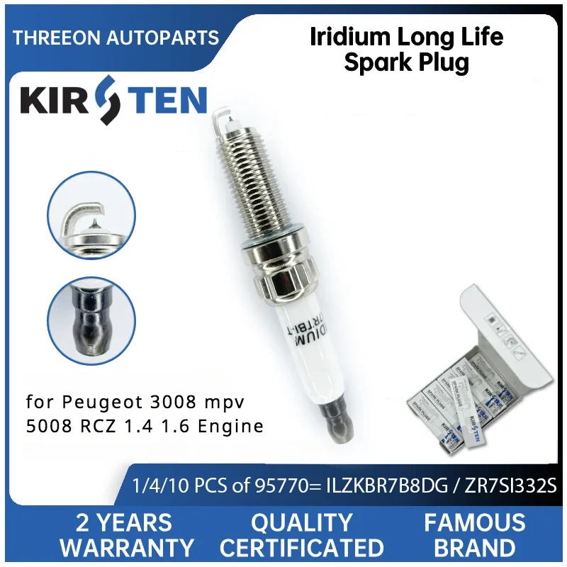 KIRSTEN Iridium Spark Plug for Peugeot 207 208 308 3008 mpv 406 508 RCZ 1.4 1.6 Engine ZR7SI332S 596092/G4/H9/K9