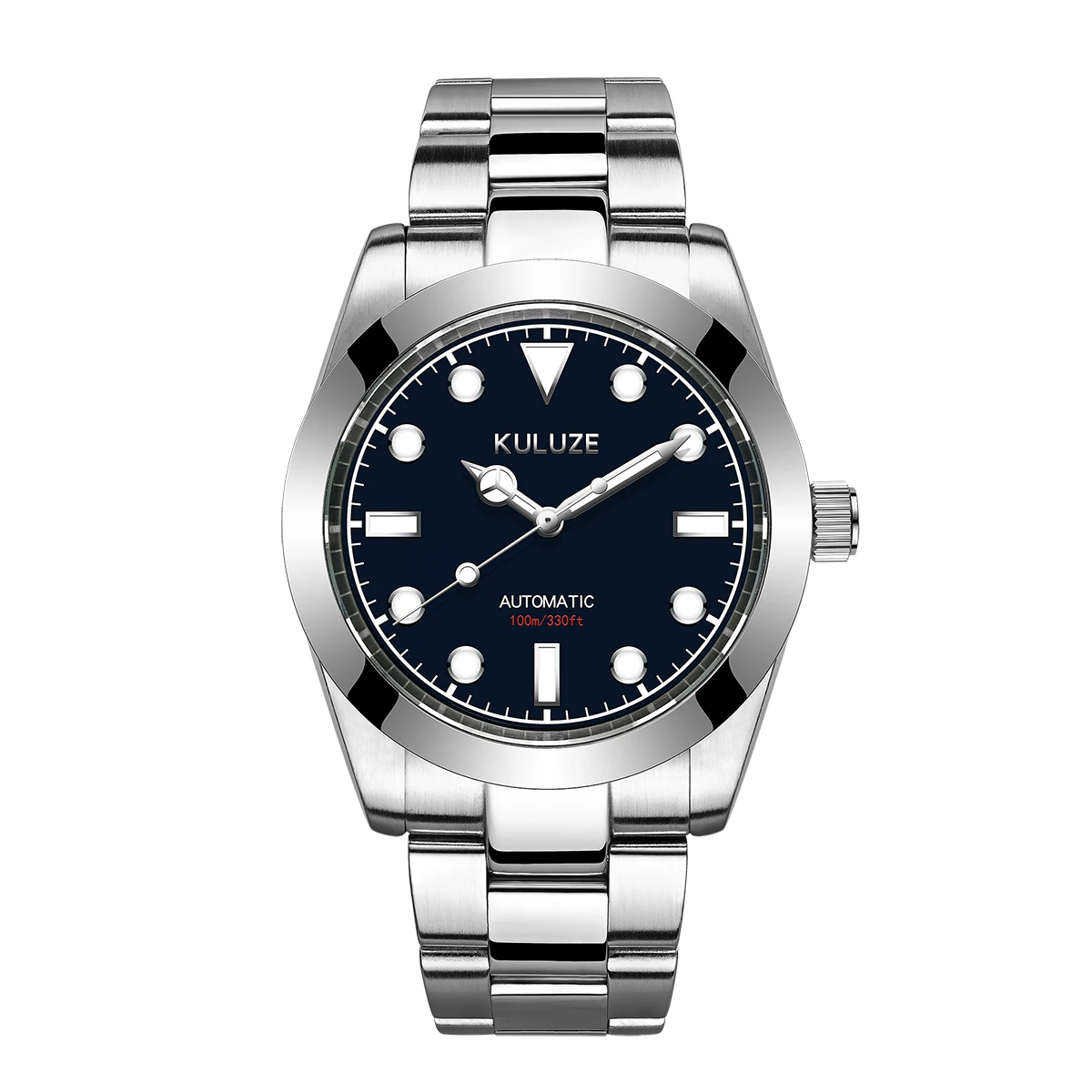 KULUZE Men Luxury Stainless Steel AR Sapphire Watch Fashion Sport Automatic Mechanical 10Bar Waterproof reloj hombre for Mens