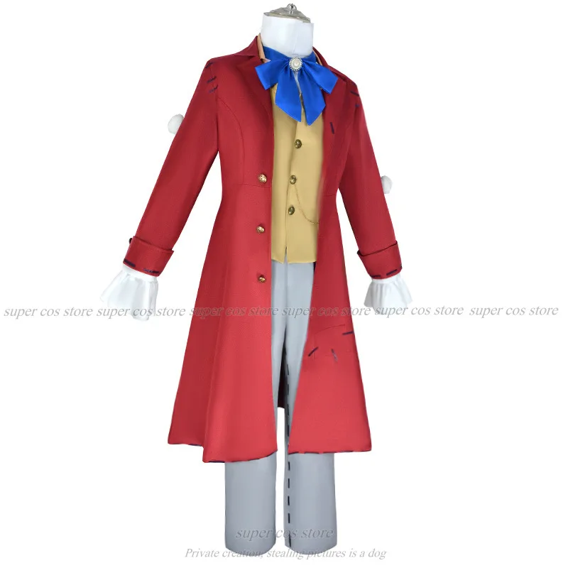 Game Identity V Composer Frederick Kreiburg Cosplay Costume Wig Top Pants Red Tailcoat Uniform Man Halloween Carnival Party Suit