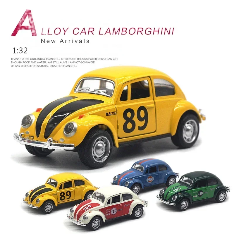 1:32 Volkswagen Beetle Legierungsauto Druckguss Metall klassisches Spielzeugmodell mit Rückzugsfunktion Fahrzeuge für Kindergeschenke