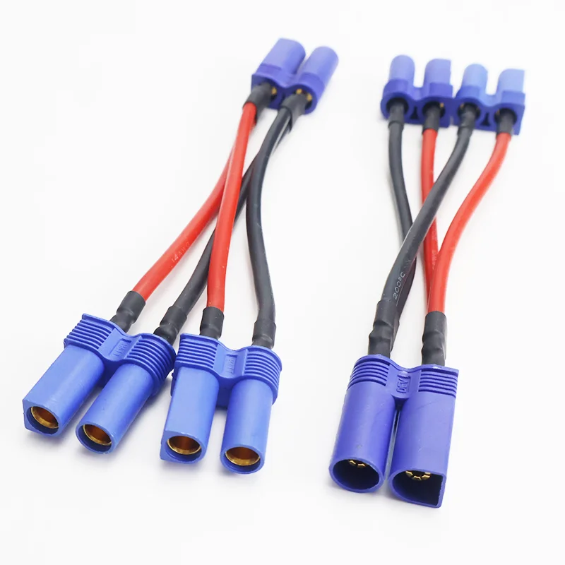2Pcs 14AWG 100mm Silicone Wire EC5 Plug Connector Male/Female Battery Adapter Y Shape Rc Helicopter Connection Cable Expand