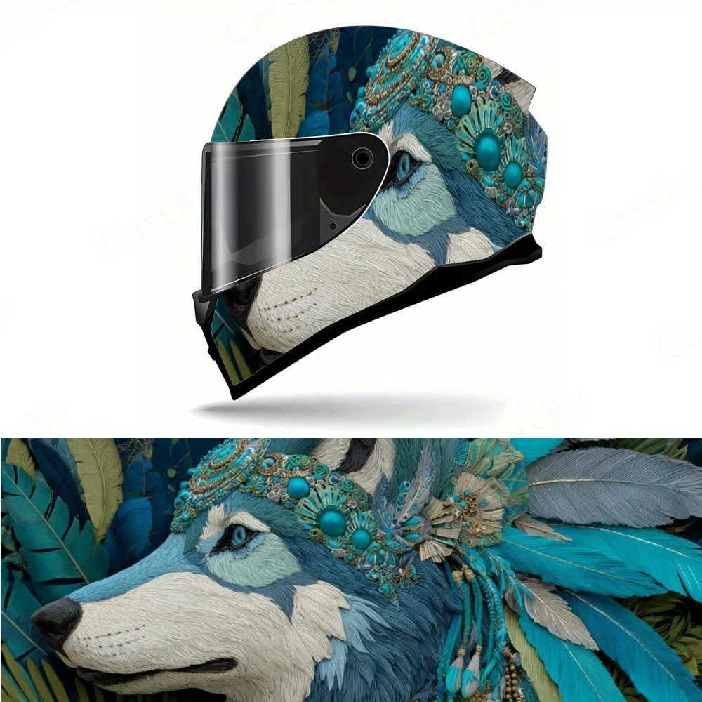 Виниловая пленка для мотоциклетного шлема из ПВХ с тотемом волка в этническом стиле, самоклеящаяся водонепроницаемая наклейка, декоративная пленка против царапин