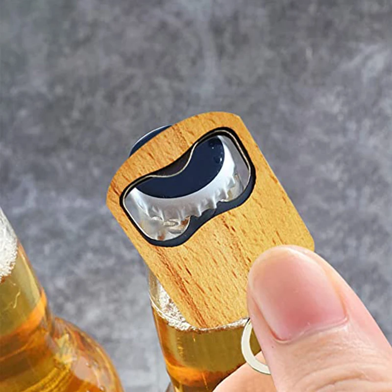 5/10/20Pcs Bottle Opener Beer Wine Juice Openers Stainless Steel Wooden Key Chain Creative Gift Home Kitchen Gadgets 2023