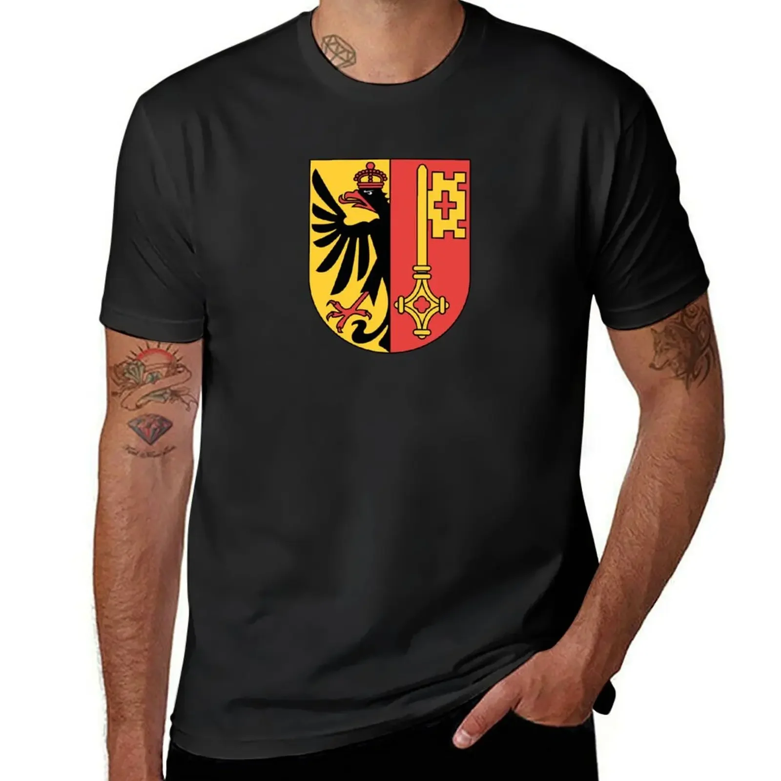 

Coat of Arms of Geneva Canton T-Shirt Aesthetic clothing designer shirts Luxury man cute tops T-shirt men