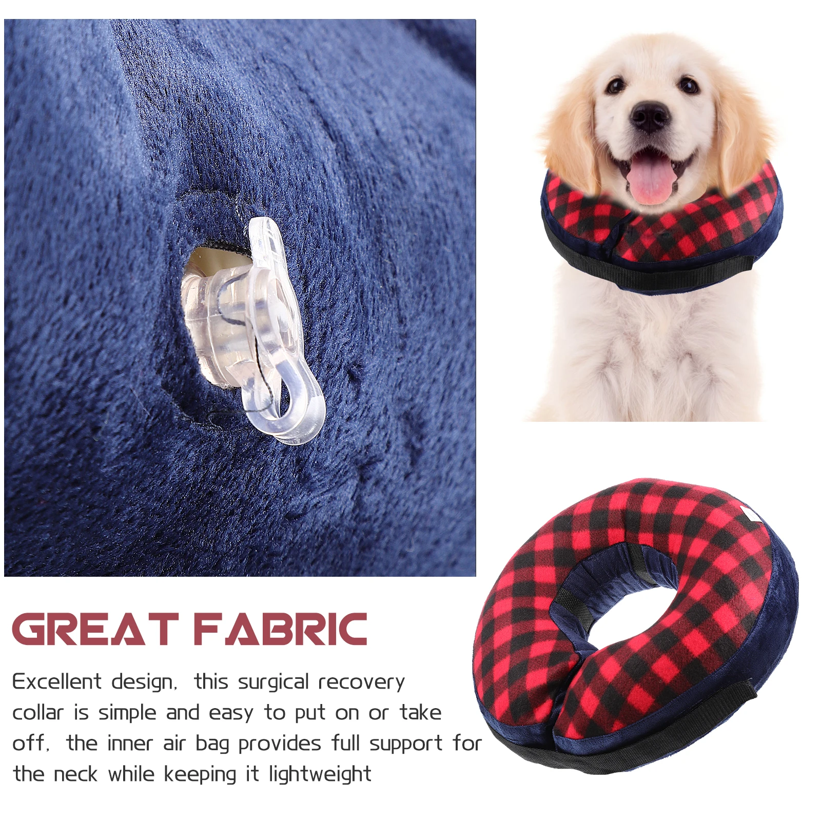 

Pet Protection Neck Collar Inflatable Design Comfortable Recovery Cat Dog Collars Cone Portable Breathable Material Zipper