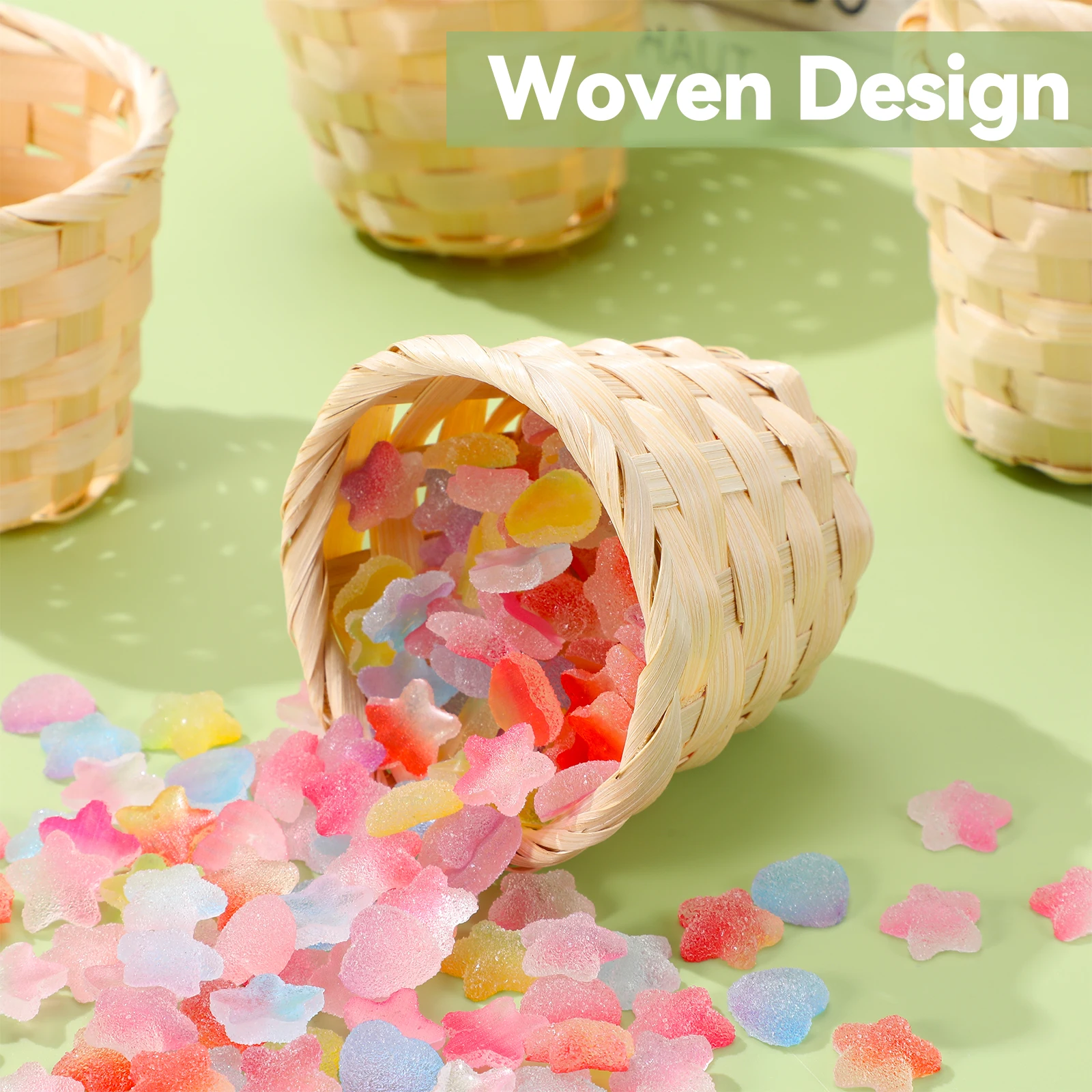 

10 шт. бамбуковые тканые корзины для хранения 9,00X9,00X7,50 см, портативный органайзер для фруктов, еды, всякая всячина, экологически чистый ручной работы для дома