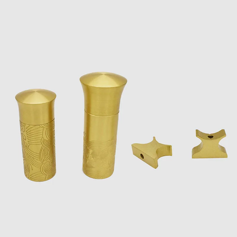 

1PCS Brass Carved Copper Sleeve Handle Accessories Sealed Bottom Through Bottom Solid Wood Furniture Decoration Set