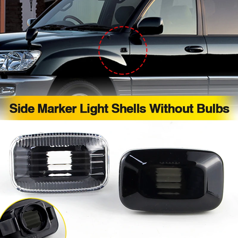 

2PCS Cover For Toyota Land Cruiser 70 80 100 Series Hilux Celica Previa Car Turn Side Fender Marker Light Shell Lens Housing