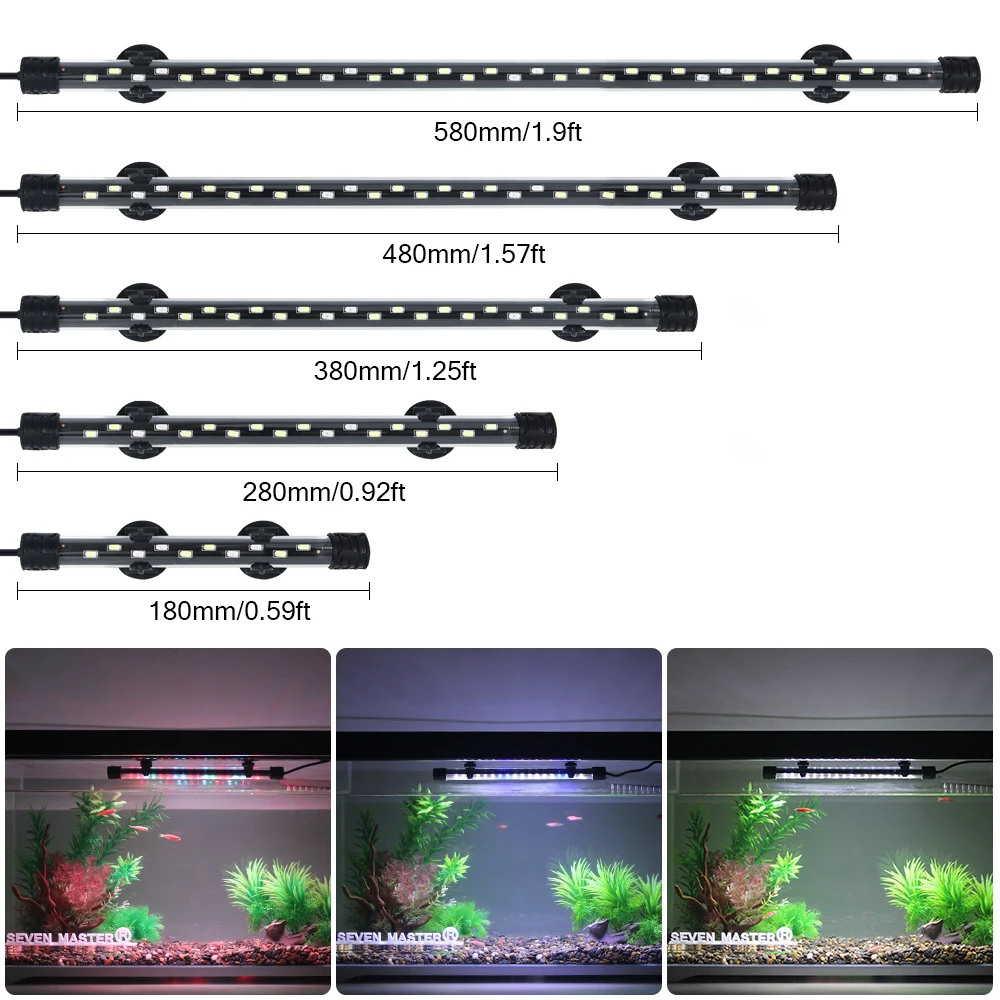 Oświetlenie akwarium LED lampa do uprawy roślin wodoodporne oświetlenie akwarium 18-58CM podwodne akwaria oświetlenie dekoracyjne 90-260V 5730chip