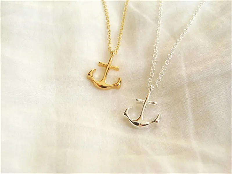 Tiny Marine ship Boat Anchor Necklace Minimalist Sea Nautical Rudder Hook Pendant Chain Collar Clavicle Choker for Women Lady