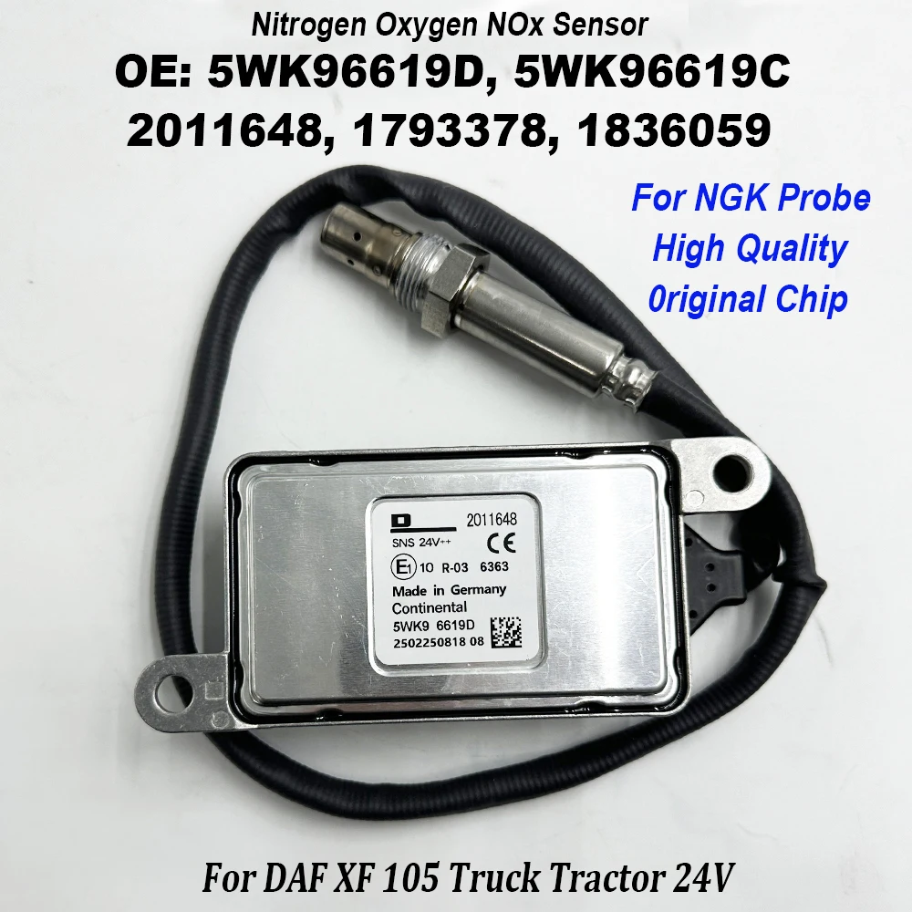 

5WK96619D 5WK96619C 2011648 Nitrogen Oxygen NOX Sensor For DAF XF 105 Truck 24V For NGK Probe 1793378 1836059 High Quality Chip