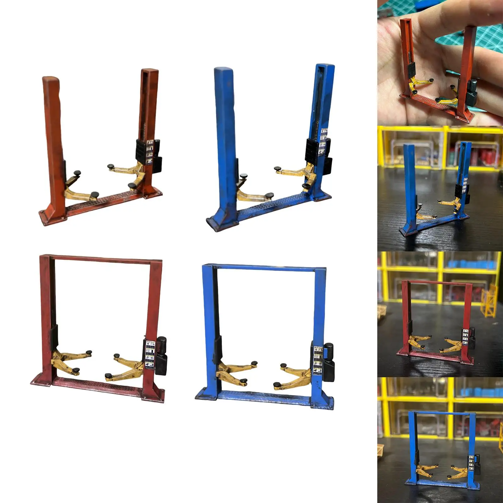 Elevador a Escala 1:64, Decoración para Mesa de Arena, Accesorios para Escenas de Taller de Reparación de Autos DIY, Elevador de Autos en Miniatura, Elevador de Garaje 1/64