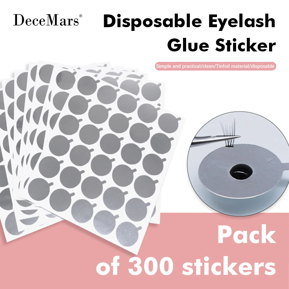 300Pcs Disposable Eyelash Glue Holder Foil Pallet Eyelash Extension Glue Pads Lashes Stickers