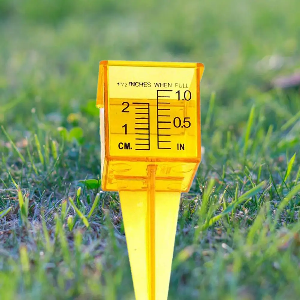 10Pcs Convenient Outdoor Rain Gauges Yellow Color Garden Rain Gauge with Stake Widely Used Clear Rain Water Meters Rain Gauges