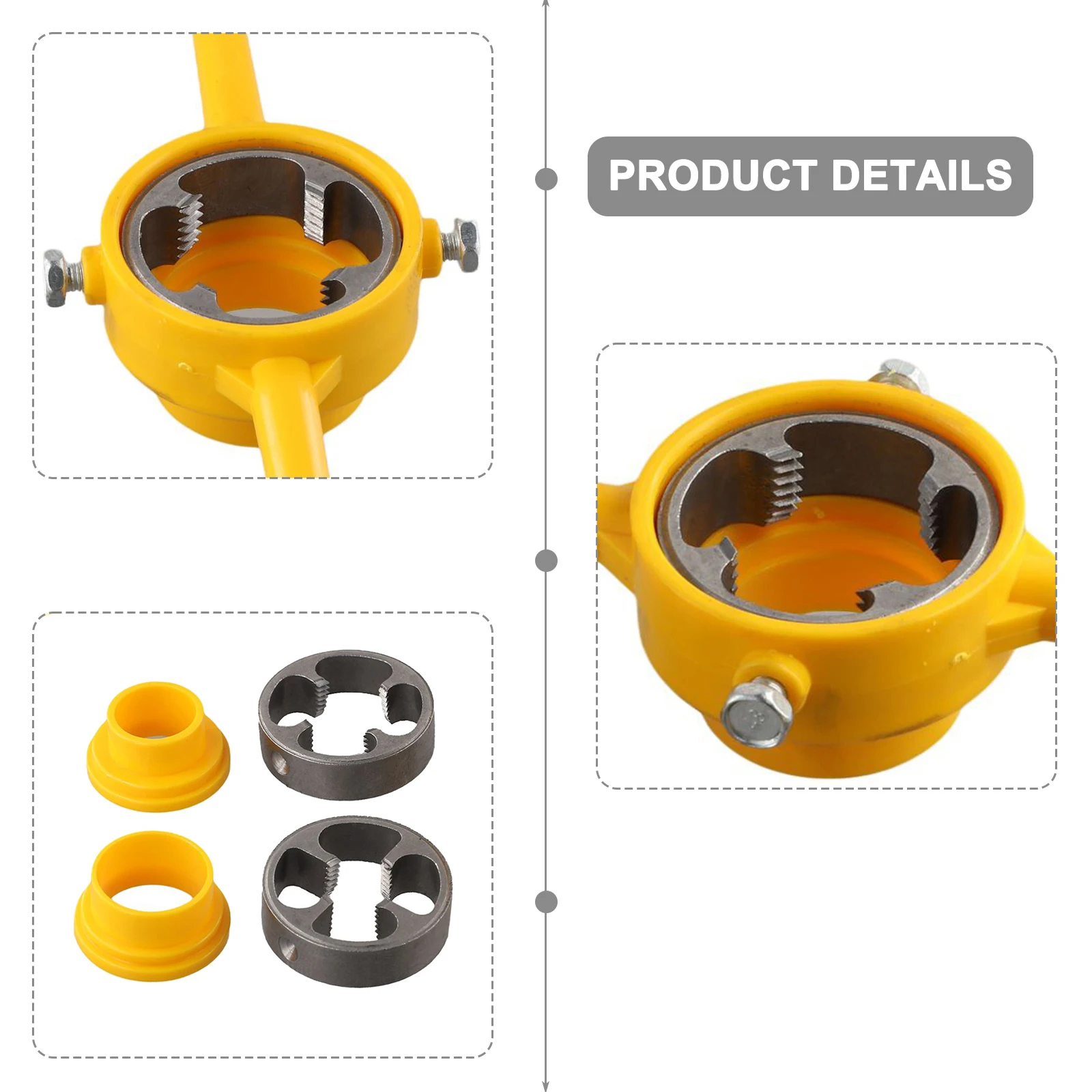 Maniglia Strumenti Infila tubi Lega di plastica 200 mm Lunghezza totale Giallo 33 mm Diametro superiore 50 mm Diametro inferiore 1 2