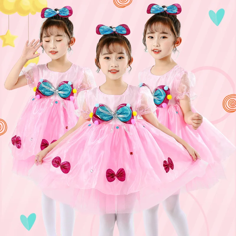 

Children's New Year's Day Kindergarten Dance Costume for Girls, Fluffy Yarn Skirt, Princess Skirt Performance Costume