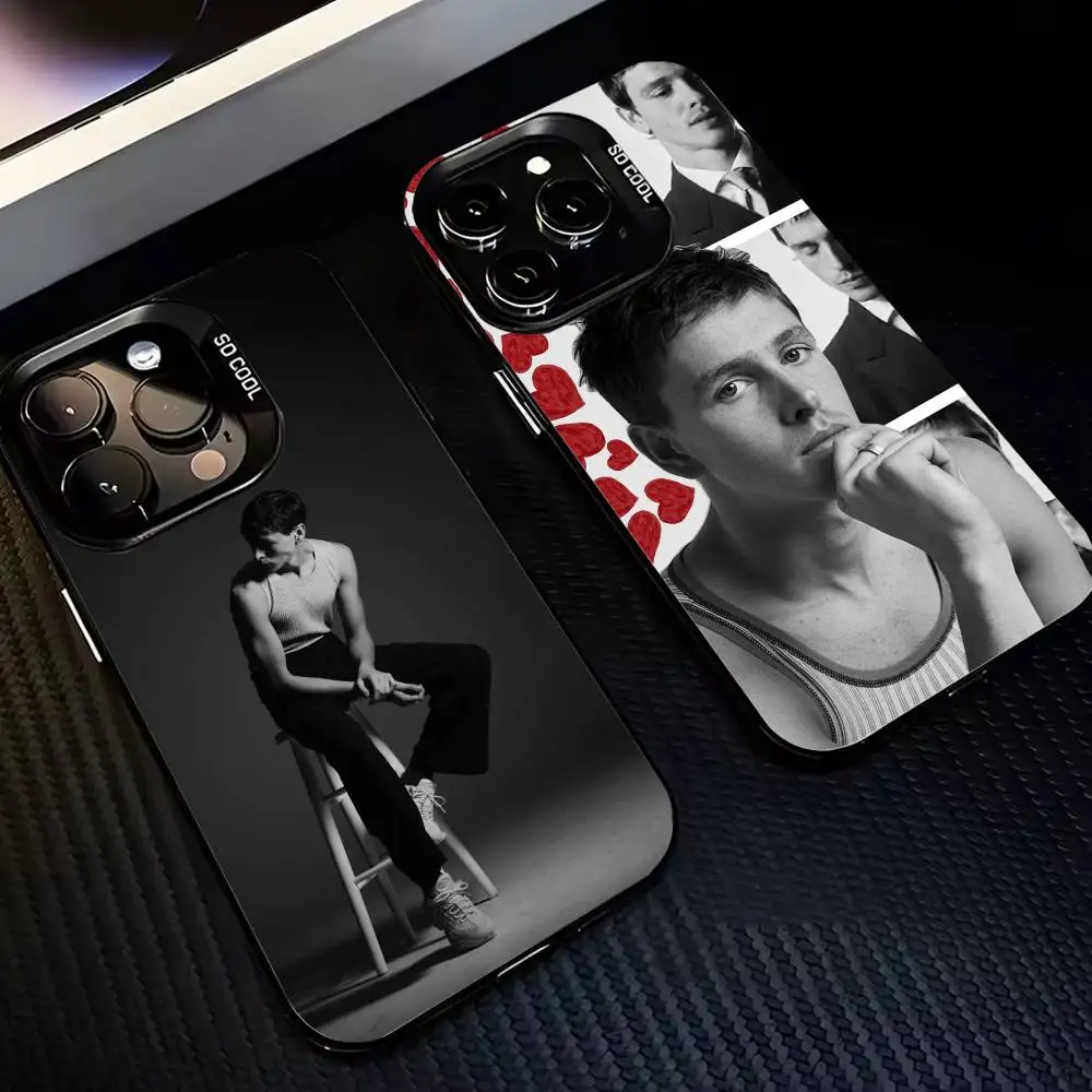 

British Indie Charm Harris Dickinson Phone Case For iPhone17,16,15,14,13,12,11 Plus,Pro Max Black Border Silver Plated Cover